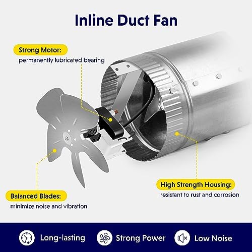 Ipower 6 Inch Inline Booster Duct Fan 240 Cfm Hvac Exhaust Ventilation Blower With Low Noise For Grow Tent, Basements, Bathrooms