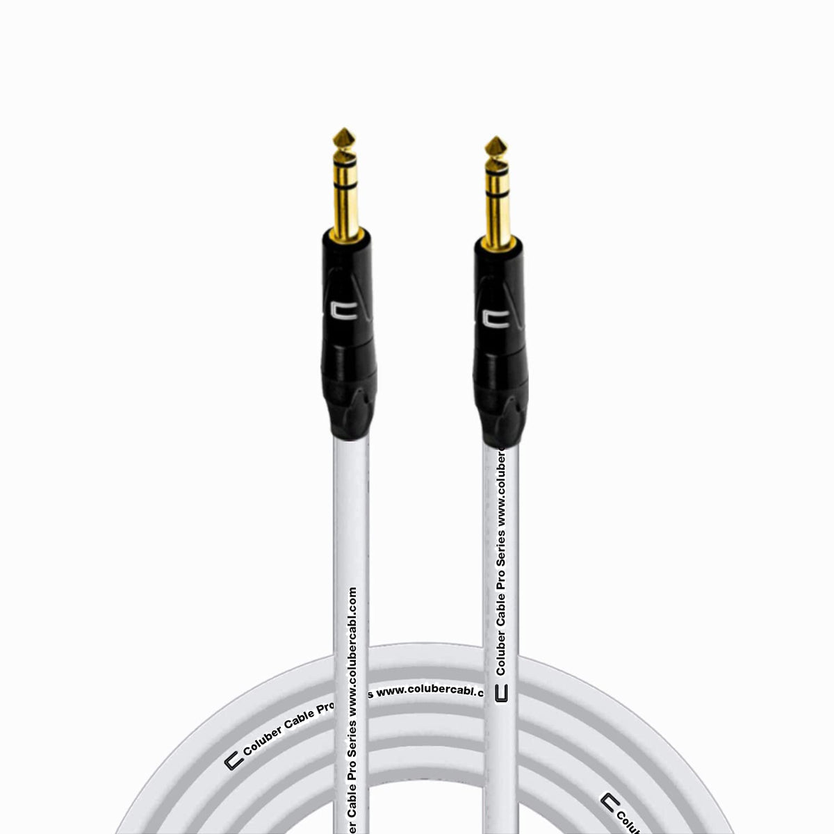Coluber Cable 1/4 Trs Male To 1/4'' Trs Male - 30 Feet - White - 1/4 (6.35Mm) Stereo Balanced Male To Male Connector For Powered