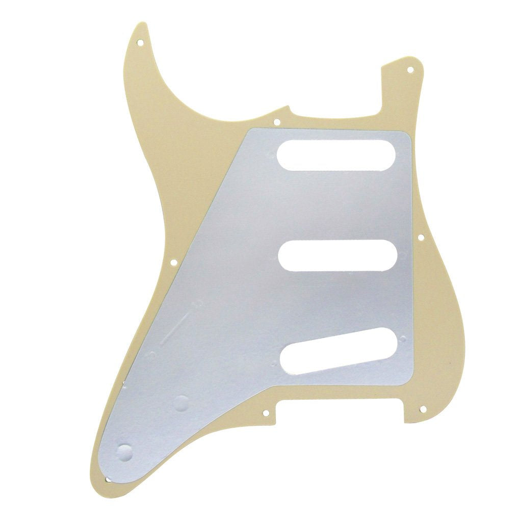 Fleor 3Ply Cream Sss 8 Hole Stratpickguard Guitar Backplate Tremolo Cavity Cover With Screw For Vintage Strat Style Guitar Parts
