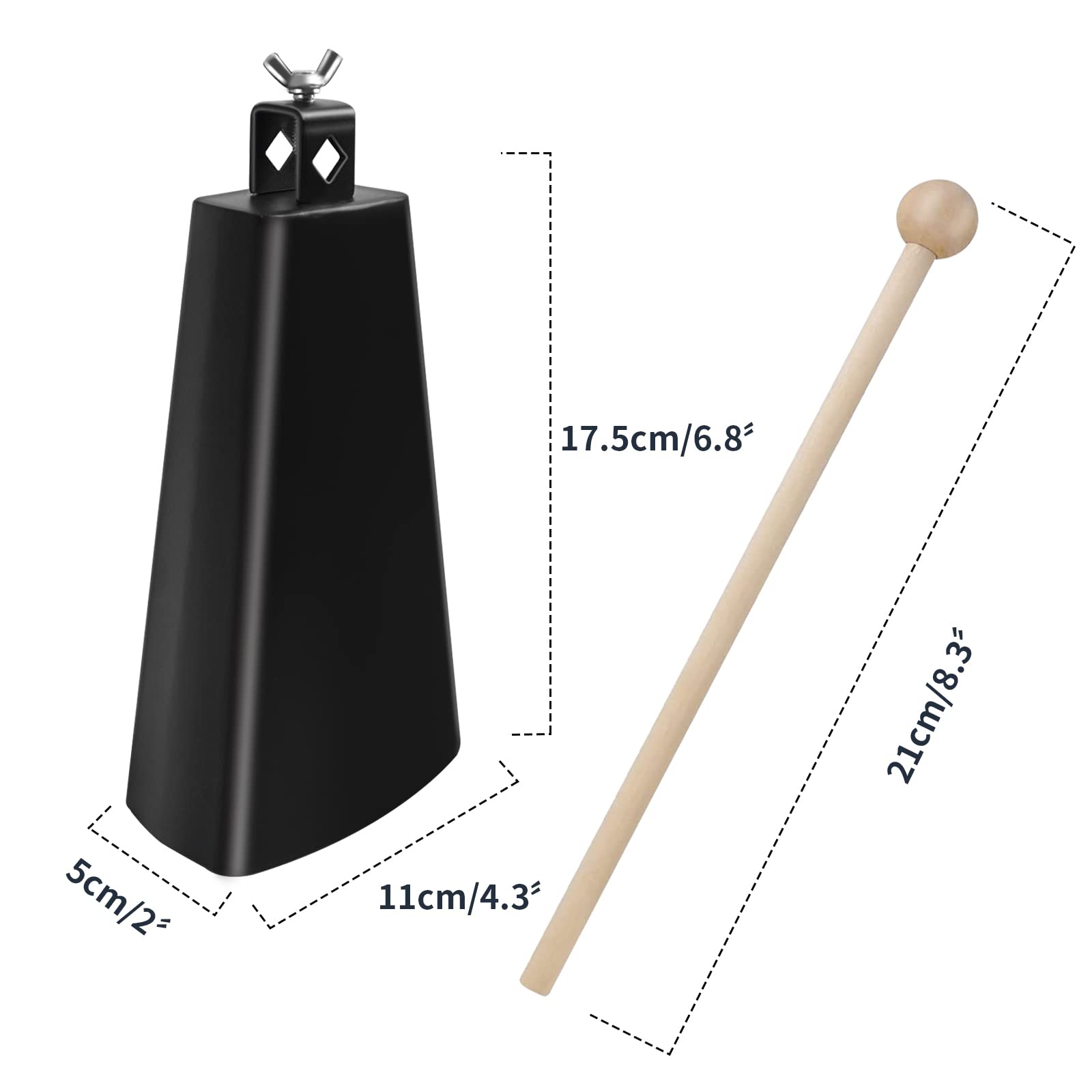 Soulmate Cowbell 8 Inch Metal Steel Cow Bells Instrument Noise Makers Cowbell Hand Percussion Cow Bell With Handle Stick For Dru