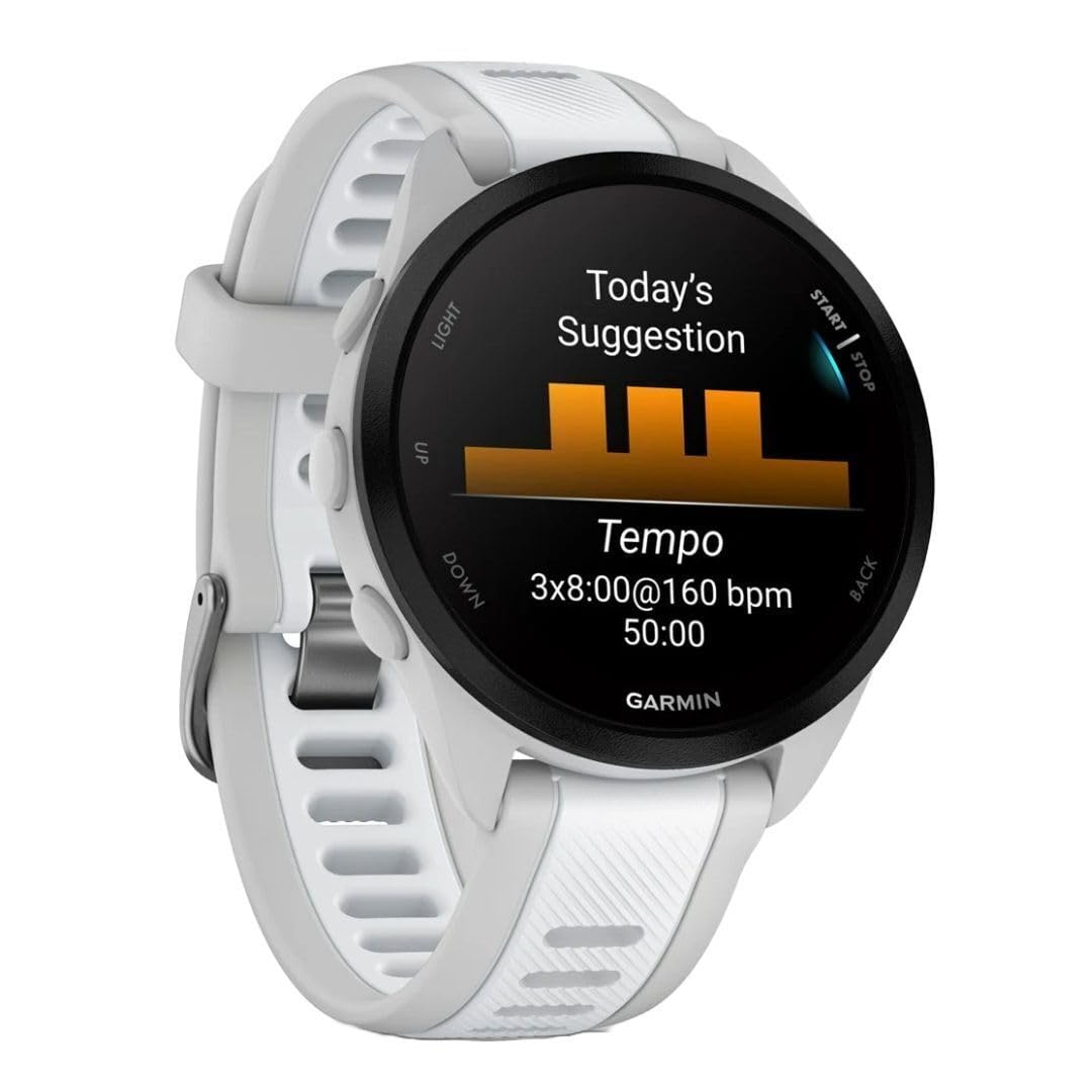 Garmin Forerunner 165, Running Smartwatch, Colorful Amoled Display, Training Metrics And Recovery Insights, Whitestone