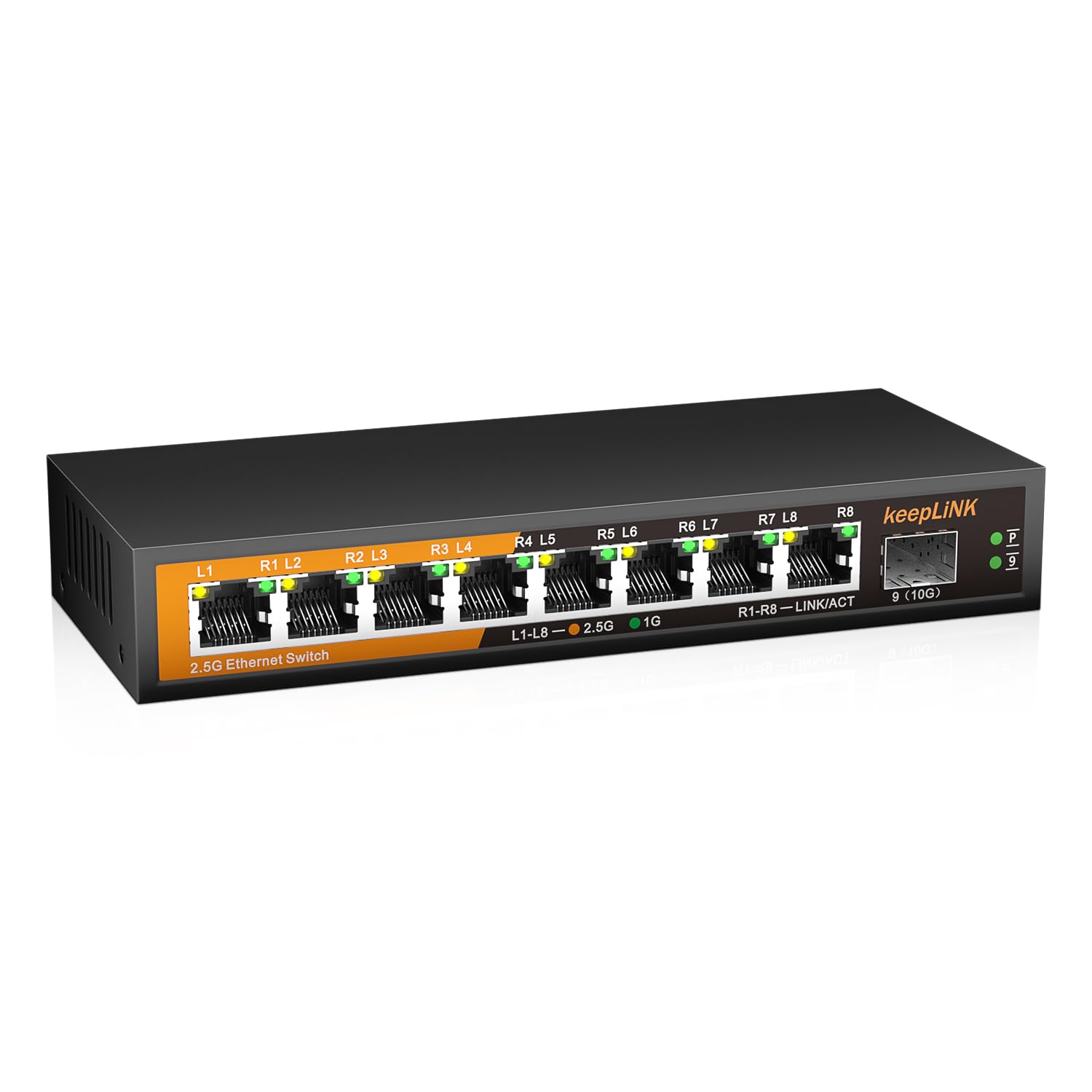 Keeplink 8 Port 2.5G Switch Unmanaged, Ethernet Switch With 8 X 2.5G Base T Ports, 1 X 10G Base T Sfp Slot, 60Gbps Switching Cap