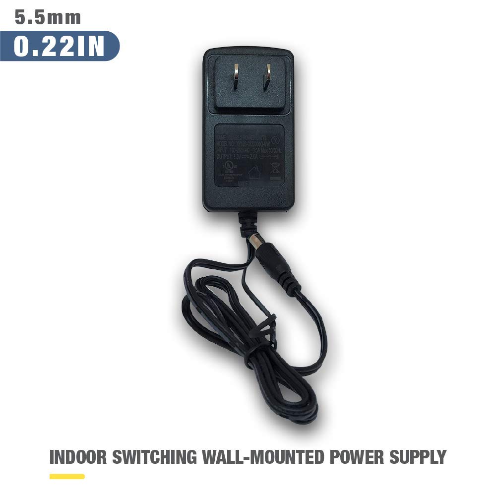 Demasled   Power Supply Dc 3.3V 2A 6.6W Plug Type A: (Id 2.1Mm | Od 5.5Mm). For Led Lights Strips, Breadboards, Toys, Blink Came