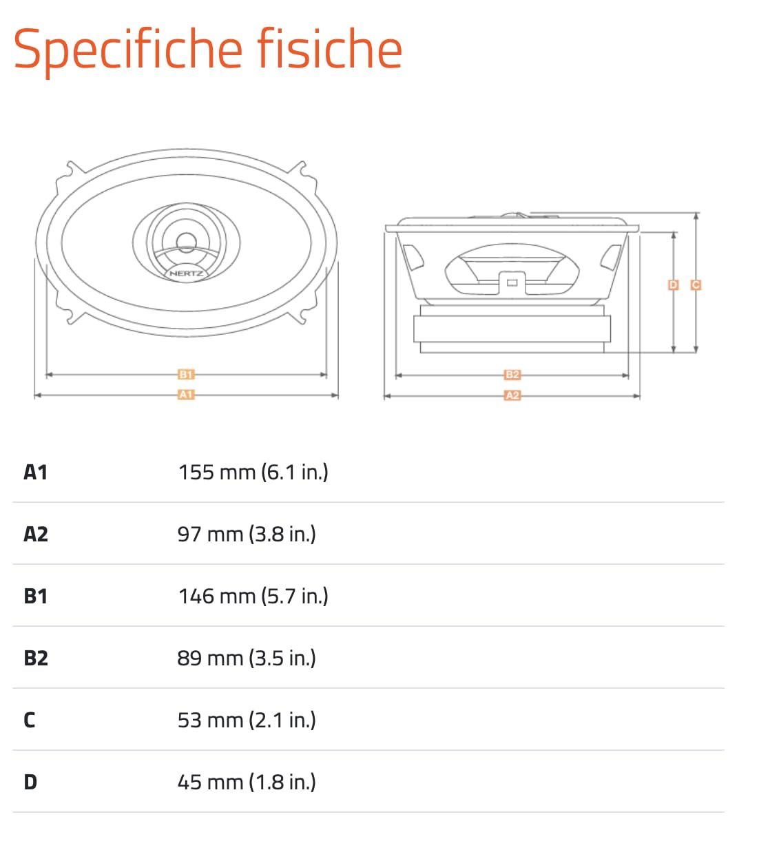 Hertz Dieci Series Dcx 4603 4X6 Two Way Coaxial Speakers   Pair