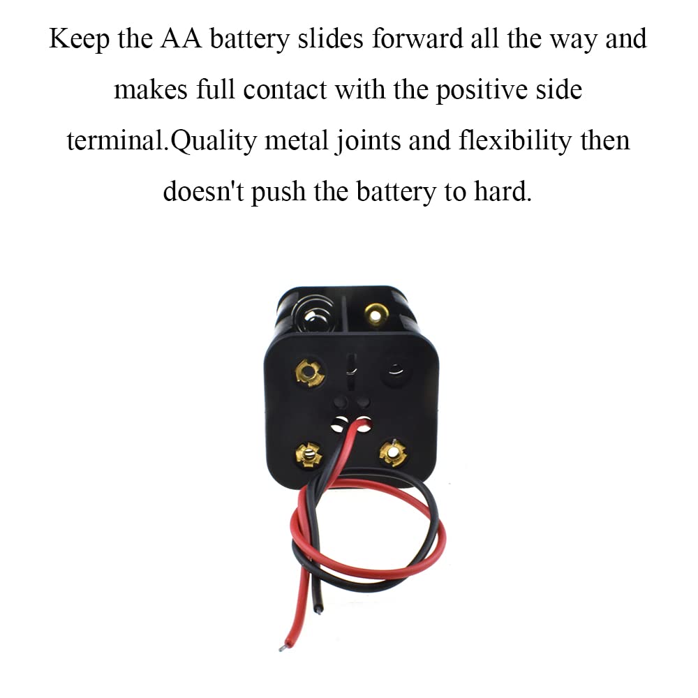 Hahiyo 6V 4Aa Battery Holder Bundle Series With Wire Sturdy Clapm Flexible Springs Contact Build In Harnesses Batteries Black Ca