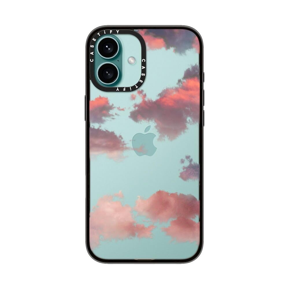 Casetify Compact Case For Iphone 16 Plus [Lightweight / 4 Ft. 2X Military Grade Drop Protection/Slim]   Clouds (Red)   Clear Bla