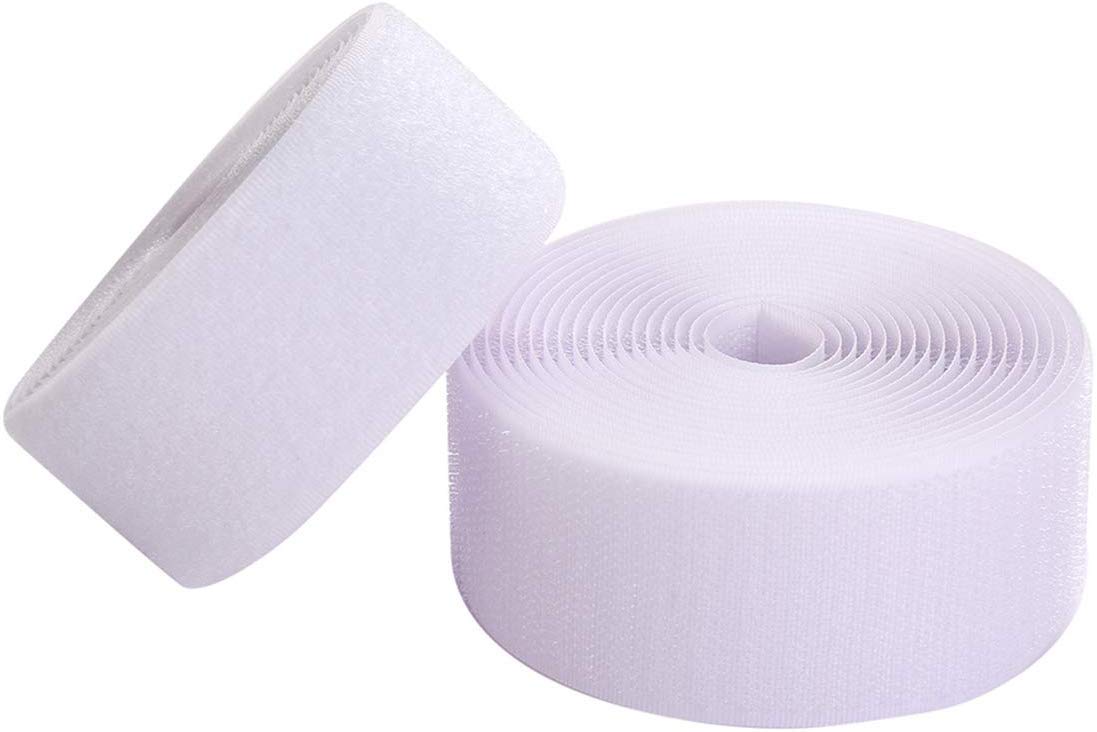 2 Width X 5 Meters Length White Sew On Hook And Loop Tape Fastening Nylon Fabric Tape (White, 2 Inch X 5 Meters)