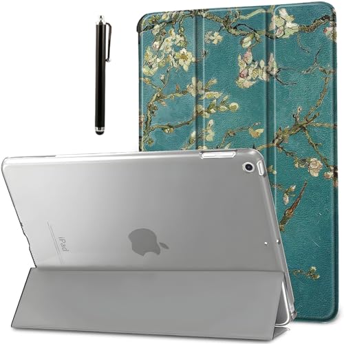 Proelite Smart Trifold Hard Back Flip Stand Case Cover For Apple Ipad 9.7 Inch 2018/2017 5Th 6Th Generation With Stylus Pen Flo