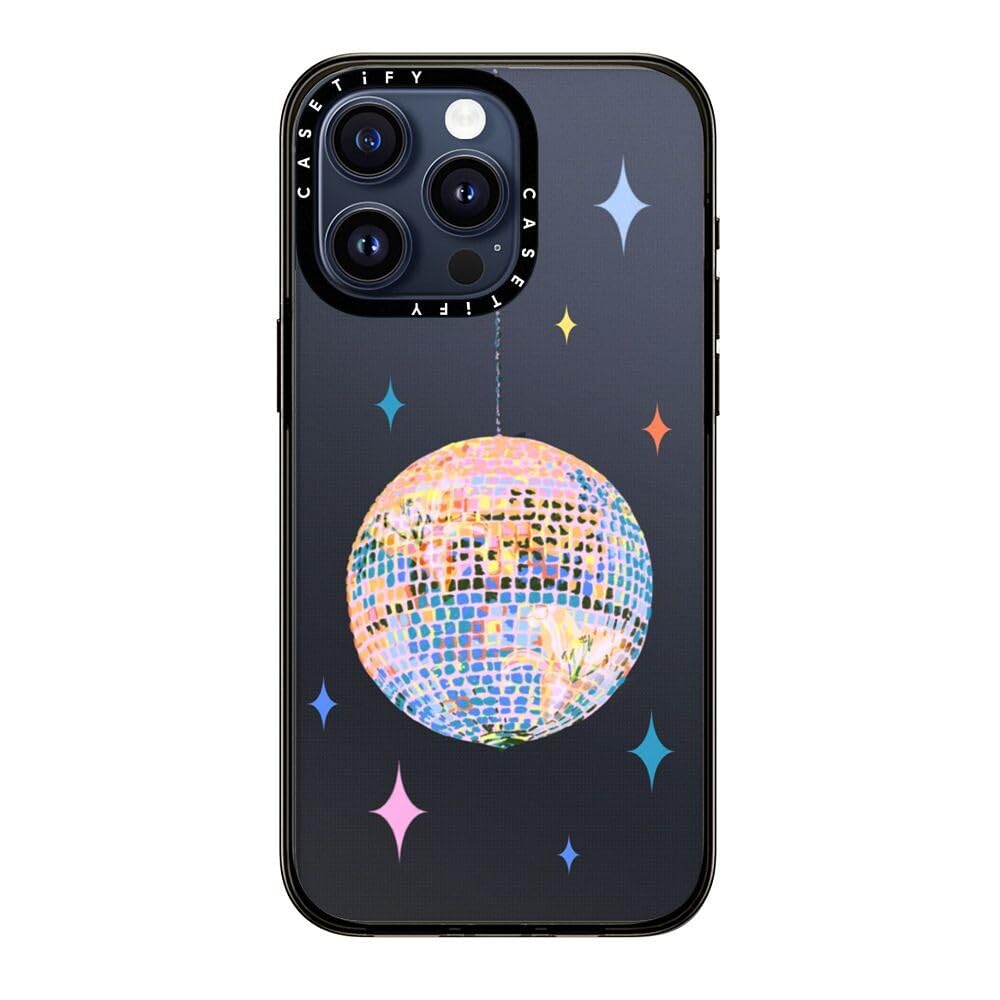 Casetify Compact Case For Iphone 15 Pro Max [2X Military Grade Drop Tested / 4Ft Drop Protection]   Disco   Clear Black