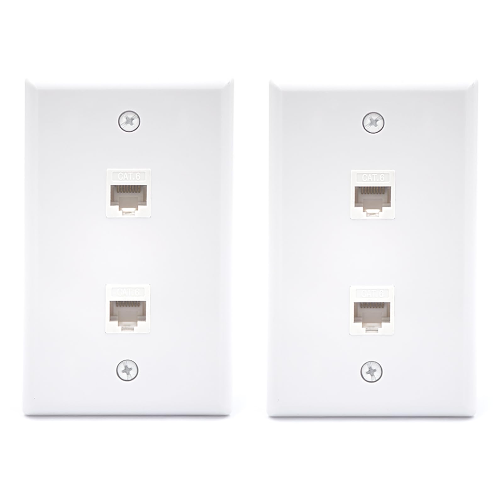 Vce Ethernet Wall Plate 2 Port (Ul Listed), Cat6 Female To Female Wall Jack, Rj45 Keystone Inline Coupler Wall Outlet, White (2 