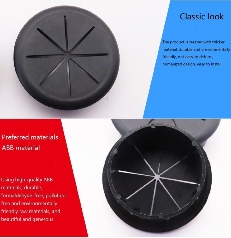 4Pcs 2Inch (50Mm) Desk Cord Grommets Wire Cable Hole Cover For Office Pc Desk Cable Cord Cover Black (Black  4Pcs)