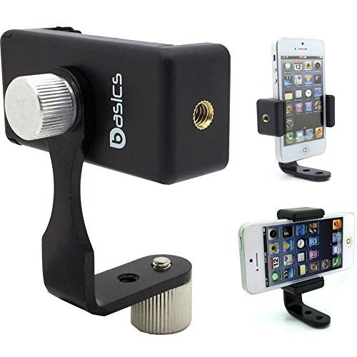 AccessoryBasics 360 Swivel Smartphone Holder with 5/8 Metal Tripod Microphone Mic Stand Adapter Mount for All Smartphones