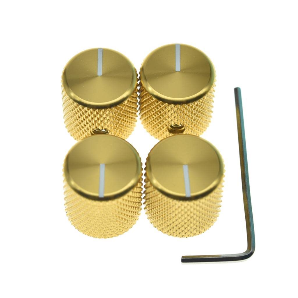 4pcs Aluminium Guitar/Bass Knobs Volume/Tone Control Knob 1/4  Metal Universal Potentiometer Pot Knobs with Set Screw and Indica