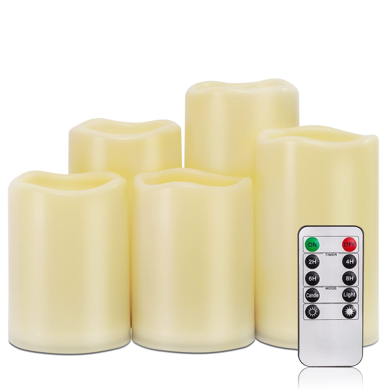 Homemory Waterproof Flameless Candles, Outdoor Indoor Battery Operated Led Pillar Candles With Remote Control And Timer, Plastic