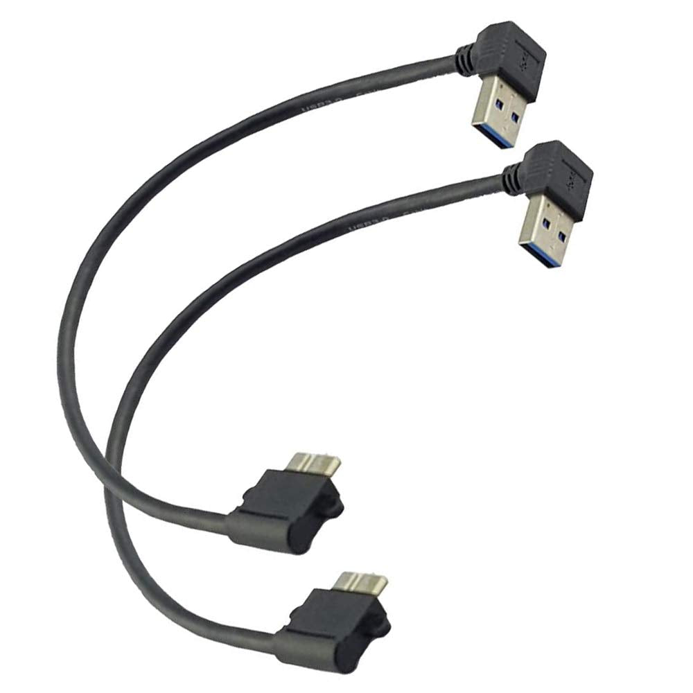 Seadream 2Pack Down Angled USB 3.0 A Male to Angled Micro B Male Adapter