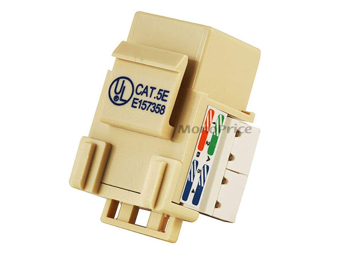 Monoprice Cat5E Punch Down Keystone Jack   For 22 24Awg Solid Wire, Beige