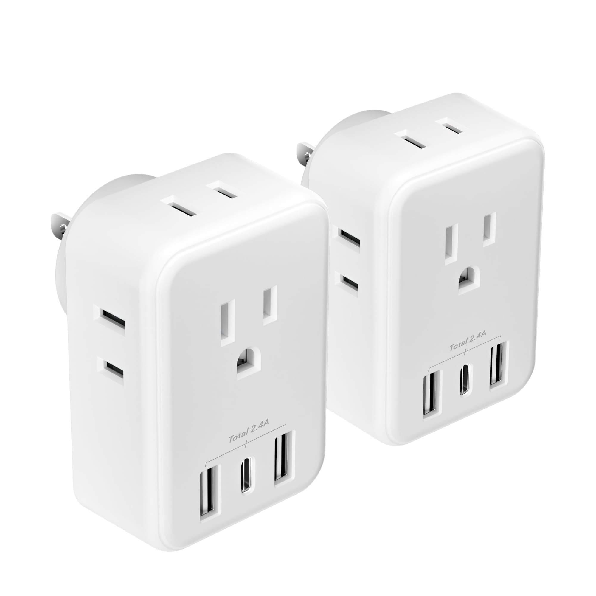 Bn Link Multi Plug Outlet Extender 2 Pack, Outlet Splitter With 4 Outlet And 3 Usb Ports (1 Usb C), 4 Sided Multiple Plug Expand