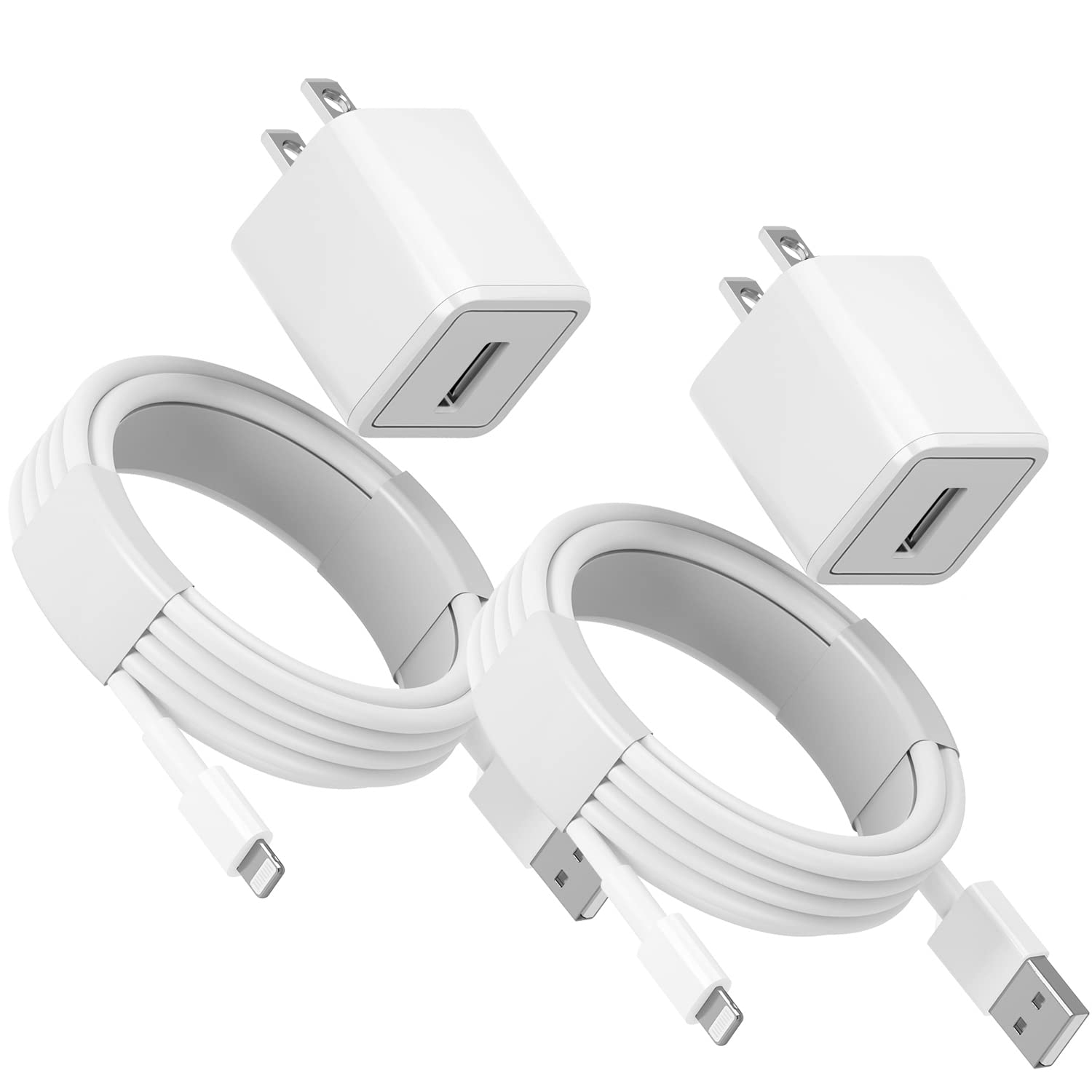 Apple Mfi Certified Iphone Charger,2 Set 3.3Ft Lightning Cable With Usb Plug Fast Charging Cube High Speed Data Sync Usb Cable C