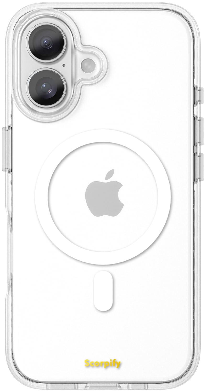 SCORPIFY for iPhone 16 Plus Case [Compatible with MagSafe] with Magnetic Clear Design, [Non Yellowing] Shockproof Phone Cover fo