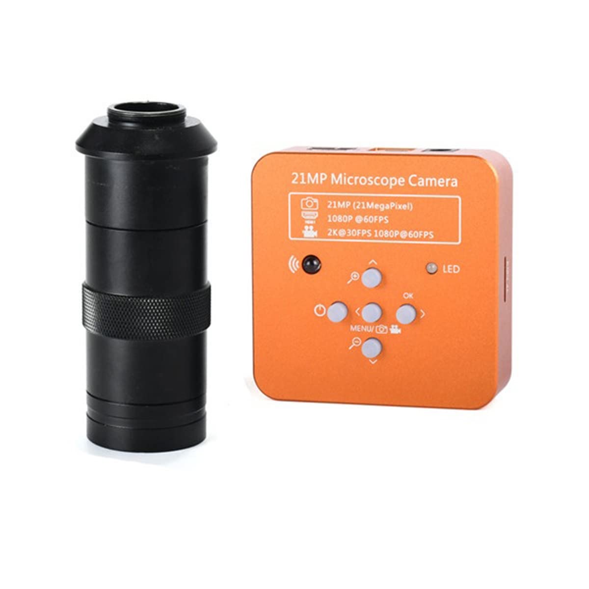 VAKUUM Lab Microscope Slides 21MP 2K 1080P 60FPS Industrial Digital Video Microscope Camera Microscope Parts (Color : Orange wit