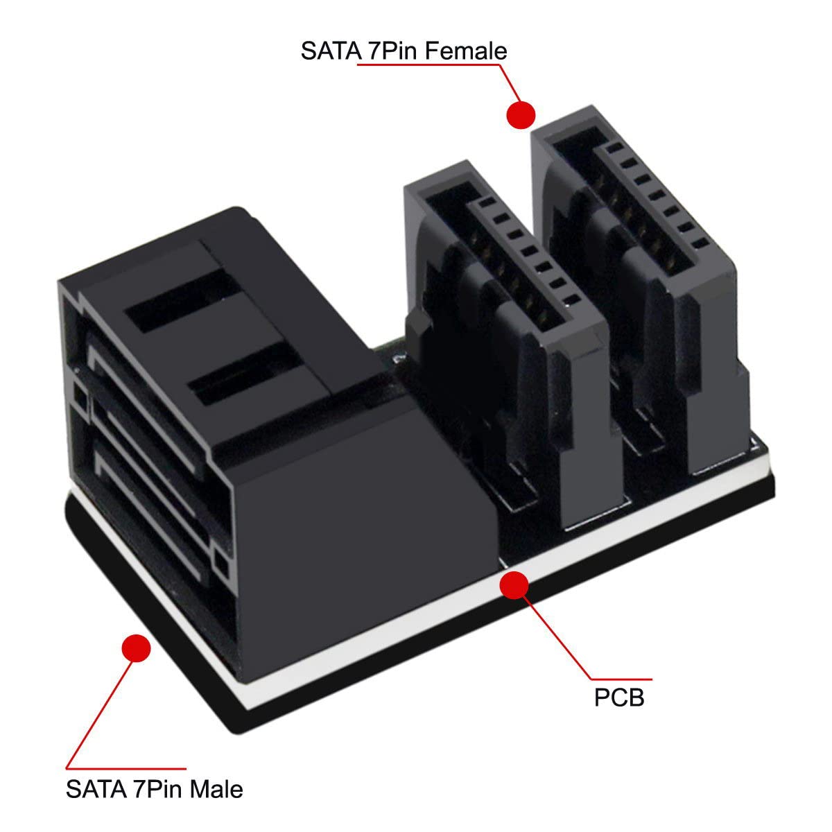 Xiwai Sata 7Pin Female To 7Pin Male Vertical 90 Degree Angled Adapter Dual Port Low Profile For Desktops Ssd Hdd Mainboard Mothe