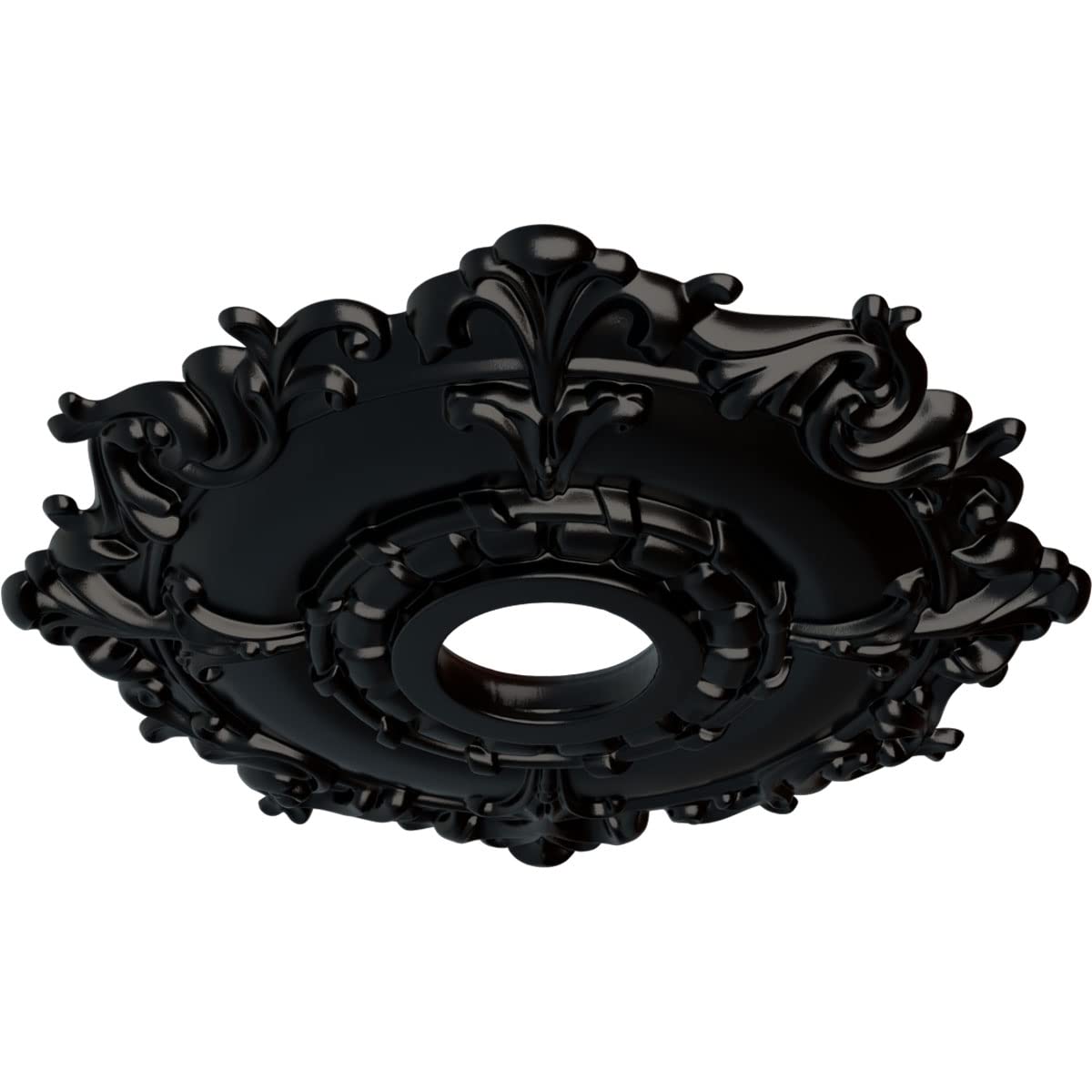 Ekena Millwork Cm18Rlblf Riley Ceiling Medallion, Jet Black