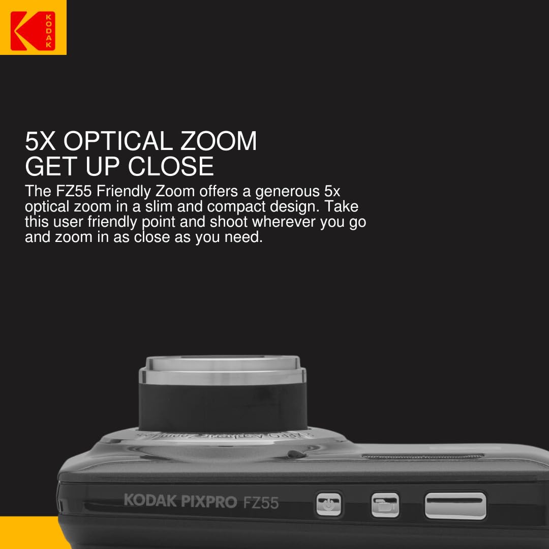 Kodak Pixpro Friendly Zoom Fz55 Digital Camera (Blue) Bundle With Focus Digital Camera Lcd Screen Protectors And 32Gb Sdhc Uhs-I