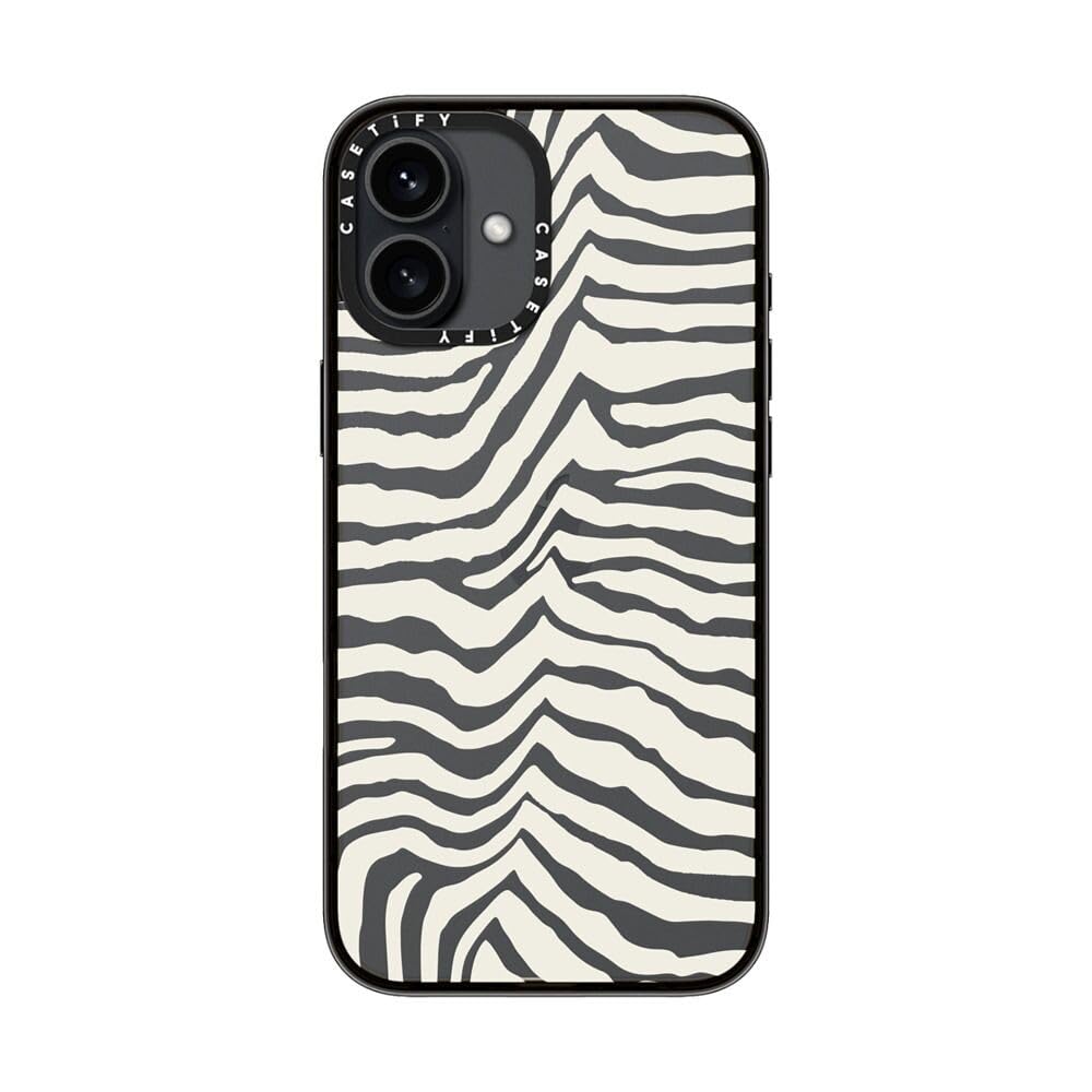 Casetify Compact Case For Iphone 16 Plus [Lightweight / 4 Ft. 2X Military Grade Drop Protection/Slim]   Zebra Stripe   Clear Bla