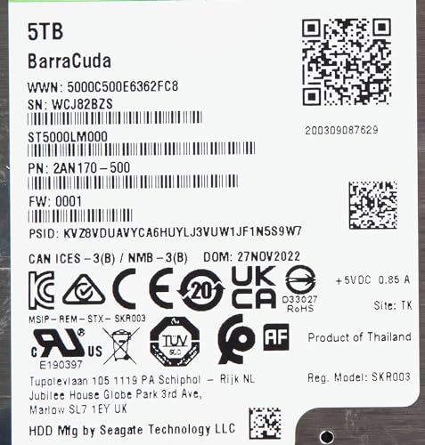 Seagate Barracuda 2.5In 5Tb Sata 2.5In 5400Rpm 6Gb/S 128Mb 15