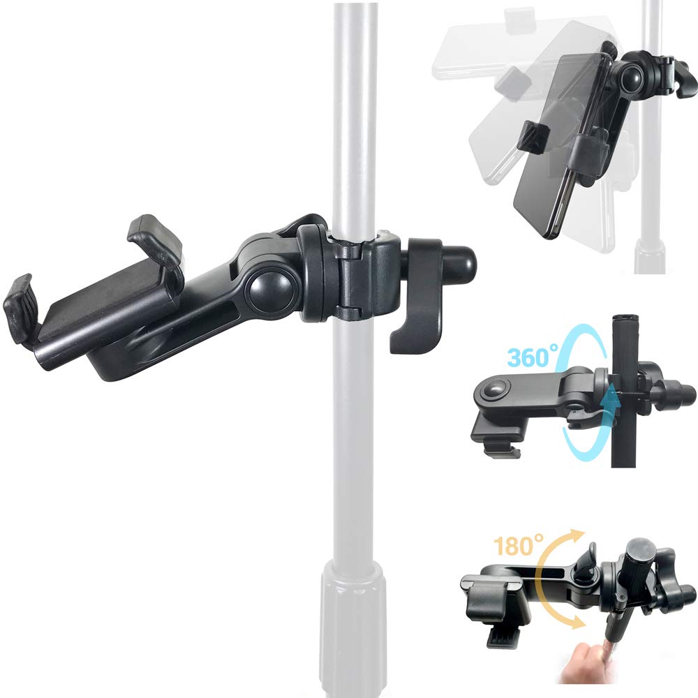 Accessory Basics Music Boom Mic Microphone Stand Smartphone Mount W/360� Swivel Adjust Holder For All Smartphones Up To 3.75 Inches Wide (Zoom Video Compatible)