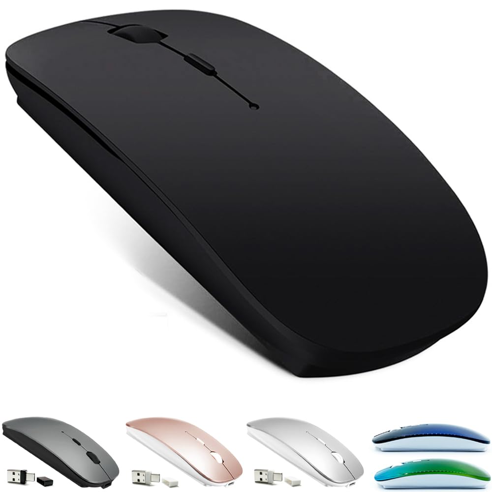 Klo Rechargeable Bluetooth Mouse For Macbook/Macbook Air/Pro/Ipad, Wireless Mouse For Laptop/Notebook/Pc/Ipad/Chromebook (Black)