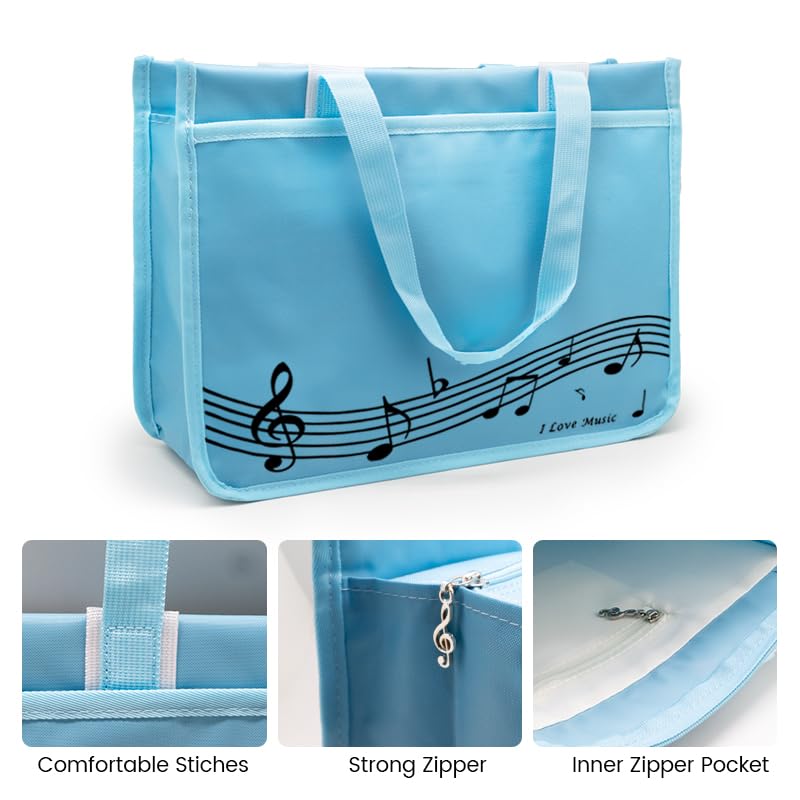 Bestsounds Piano Bag, Zipper Waterproof Music Book Tote Bag Piano Accessories For Students Kids, Women, Gifts For Musicians (Blu