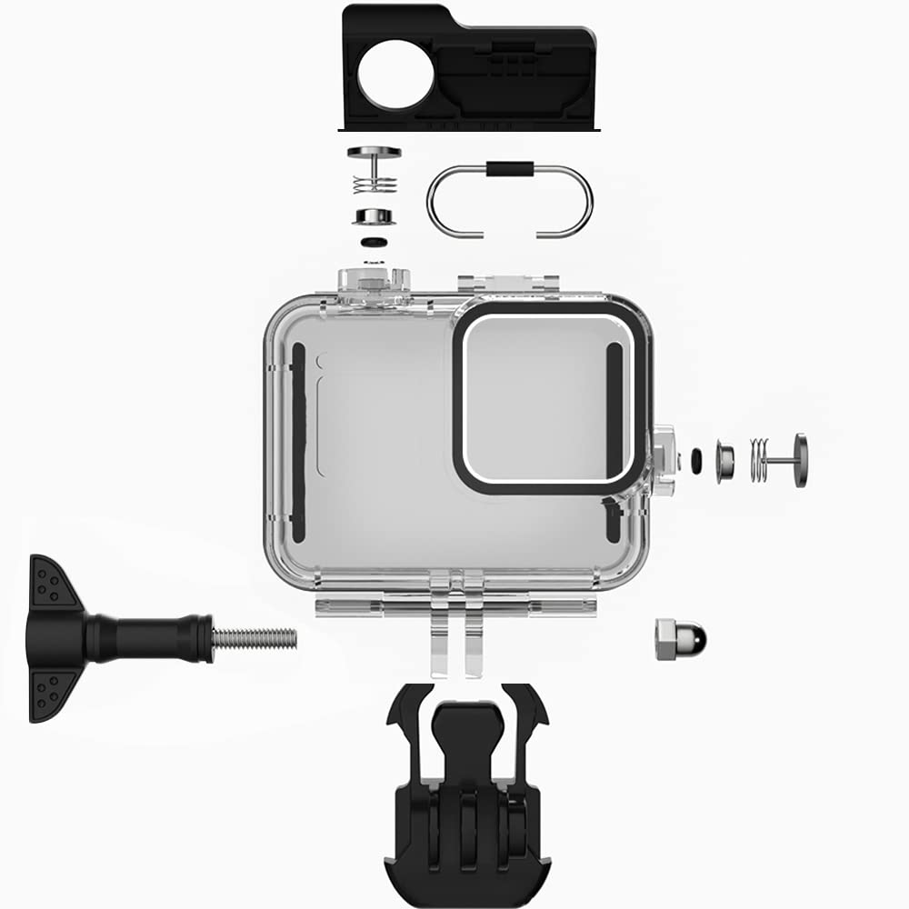 Okfun 60M/196Ft Waterproof Case For Go Pro Hero 8 Black, Protective Underwater Dive Housing Shell With Bracket Accessories For G