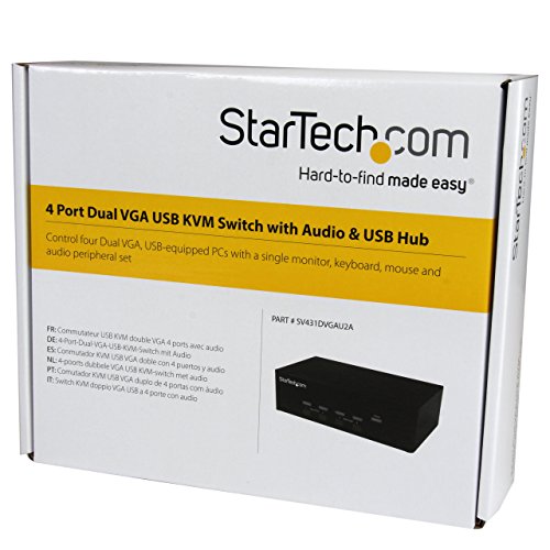 Startech.Com 4 Port Vga Kvm Switch   Dual Vga   Hot Key & Audio Support   1920X1200 Kvm Switch   Kvm Video Switch (Sv431Dvgau2A)