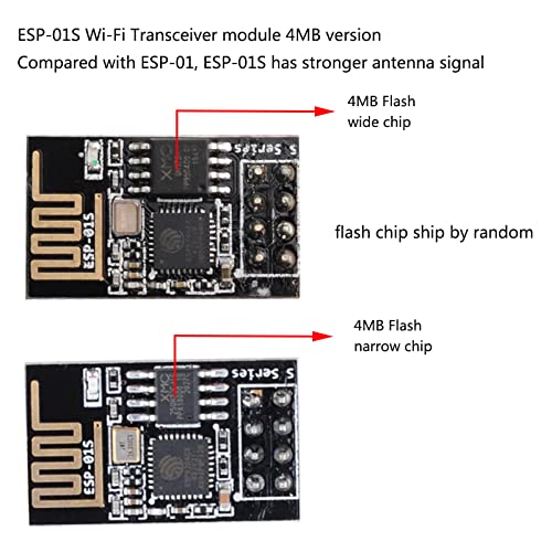 Wishiot 2Pcs Esp 01S Esp 01S Wifi Wireless Serial Transceiver Module 4Mb Flash 3.3V Wi Fi Module Compatible With Ar Duino Ide