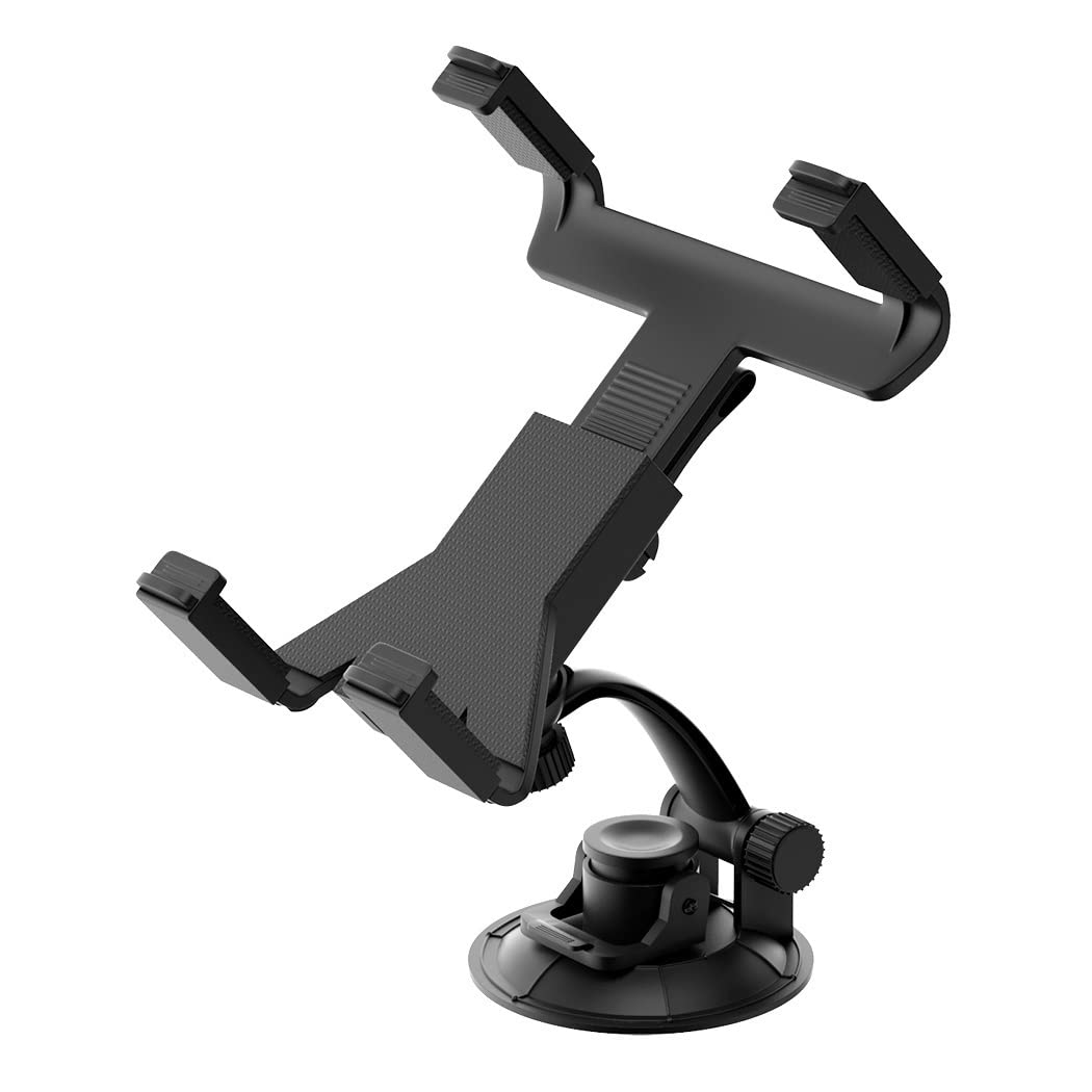Ramtech Adjustable Car Windshield Mount For Tablets, Black, 360 Rotating