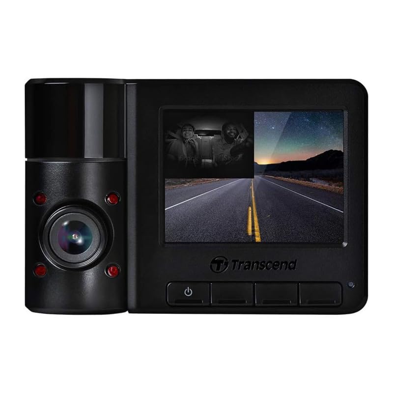 Transcend 64GB, Dual 2K+1080P Dash Cam Front and Rear Inside, 140 Wide Angle, 2.4 Display, Built in WiFi GPS,G Sensor, Night Vision, Loop Recording, Parking Mode, ADAS, for Cars Taxi   TS DP550B 64G