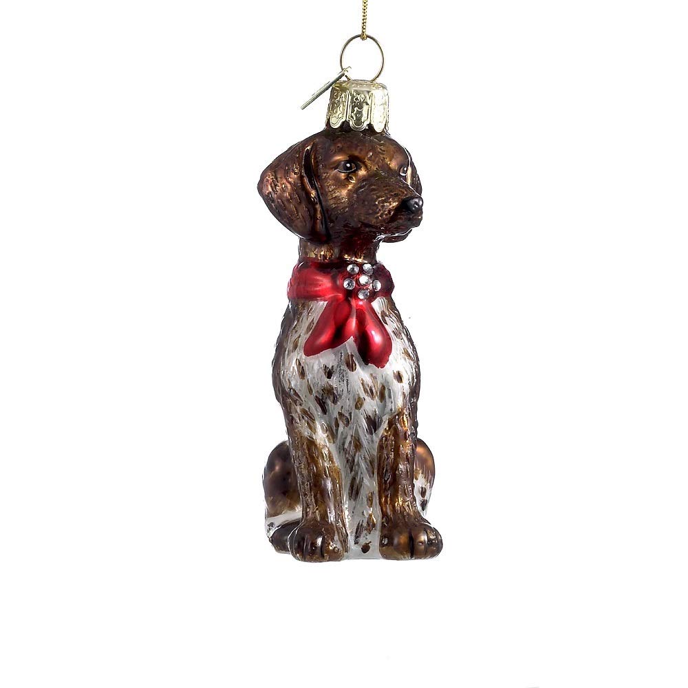 Noble Gems German Shorthaired Pointer Glass Ornament, Christmas