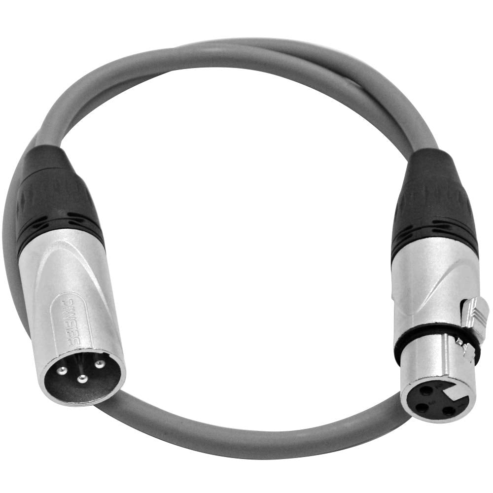 Seismic Audio Saxlx-2 Gray 6-Pack - 6 Pack Of 2Ft Gray Xlr Patch Cables - 3 Pin Xlr Male To Female Microphone Cords - 2'