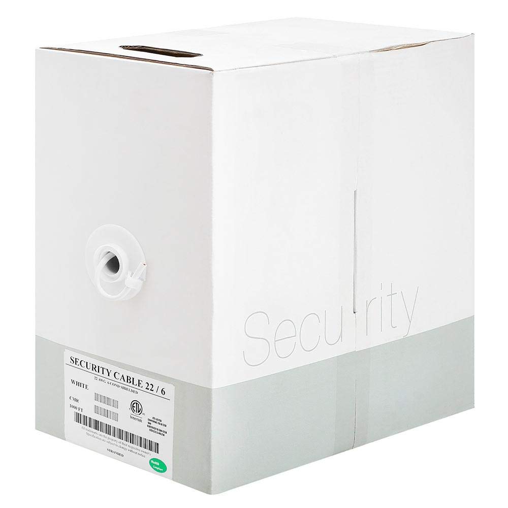 Cmple Alarm/Security Cable 22/6 Shielded 100% Bare Copper Stranded White