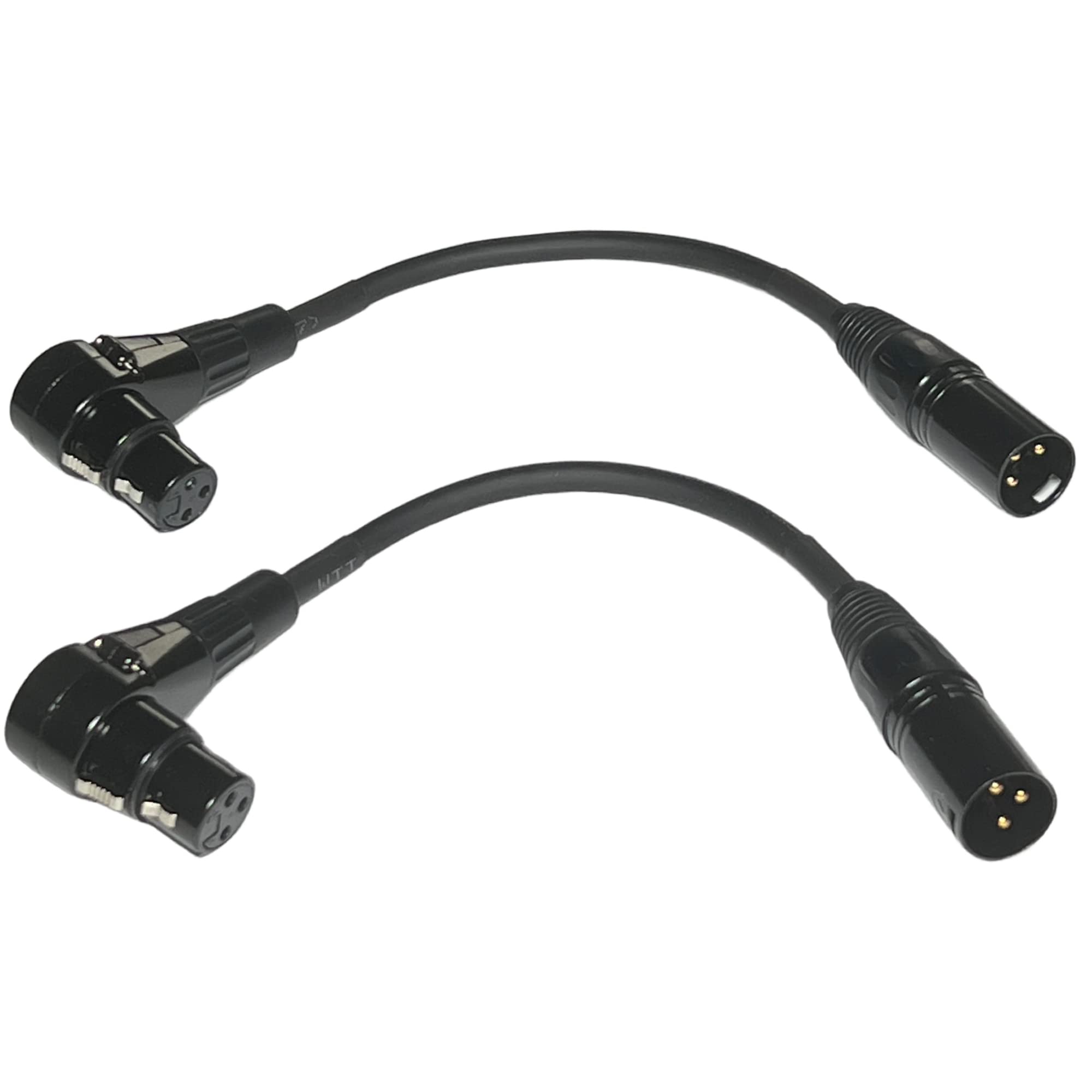 Cess 041 Right Angle Female Xlr To Straight Male Xlr Plug Cable, 3 Pin To 3 Pin, 2 Pack