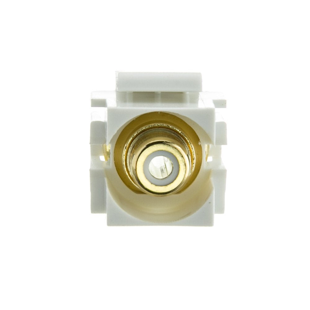 Cablewholesale Rca Female To Rca Female, White Recessed Rca Coupler Adapter With White Keystone Insert, White Rca Jack Connector