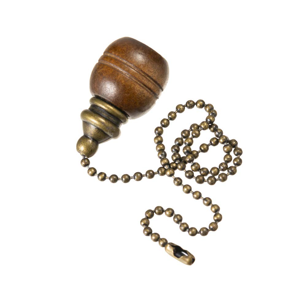 Dayone Ceiling Fan Chain Pulls Wooden Pull Chain Extension Pull Chain For Ceiling Light Lamp Fan Chain 2Pack (Walnut Color)