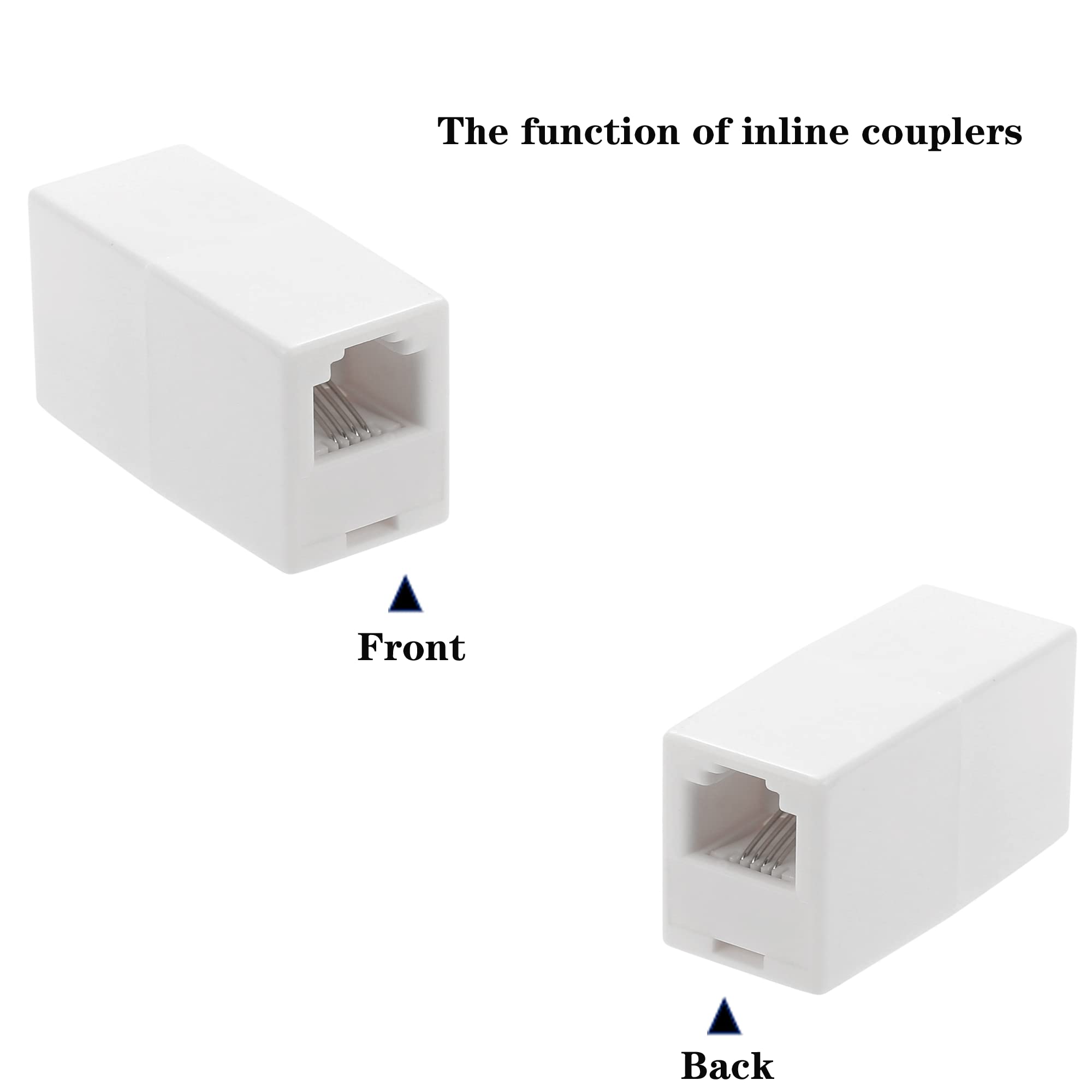 Lansensu Rj11 Coupler, Straight Telephone Inline Coupler Rj11 6P4C Inline Keystone Jack Female To Female Straight Telephone Cabl