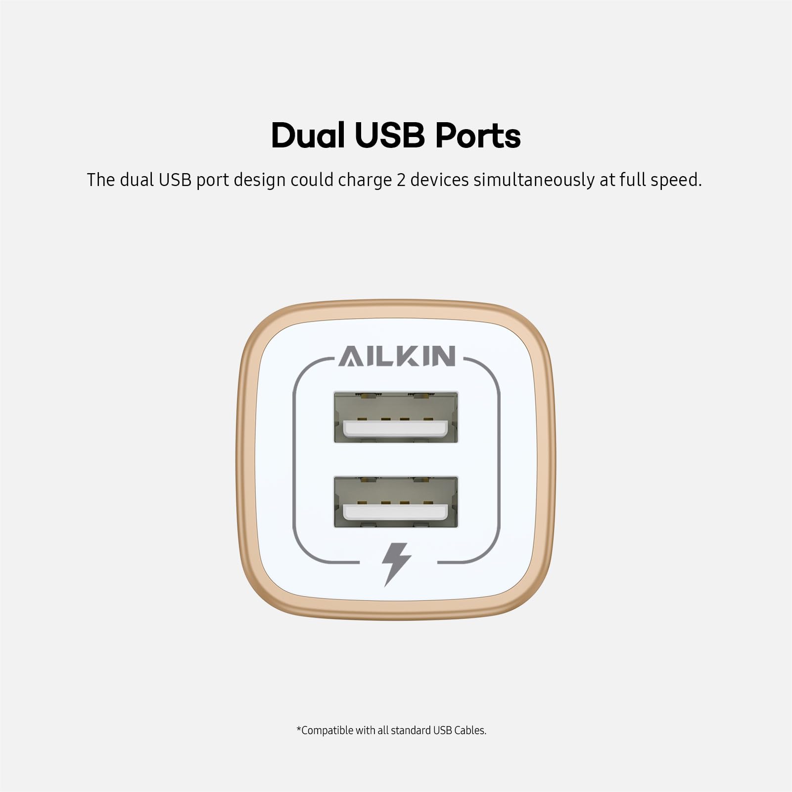 Usb Wall Charger, Charger Block, Ailkin 2.1A Multiport Fast Charge Power Brick Cube Plug Box Base Adapter For Ipad, Iphone, Ipod