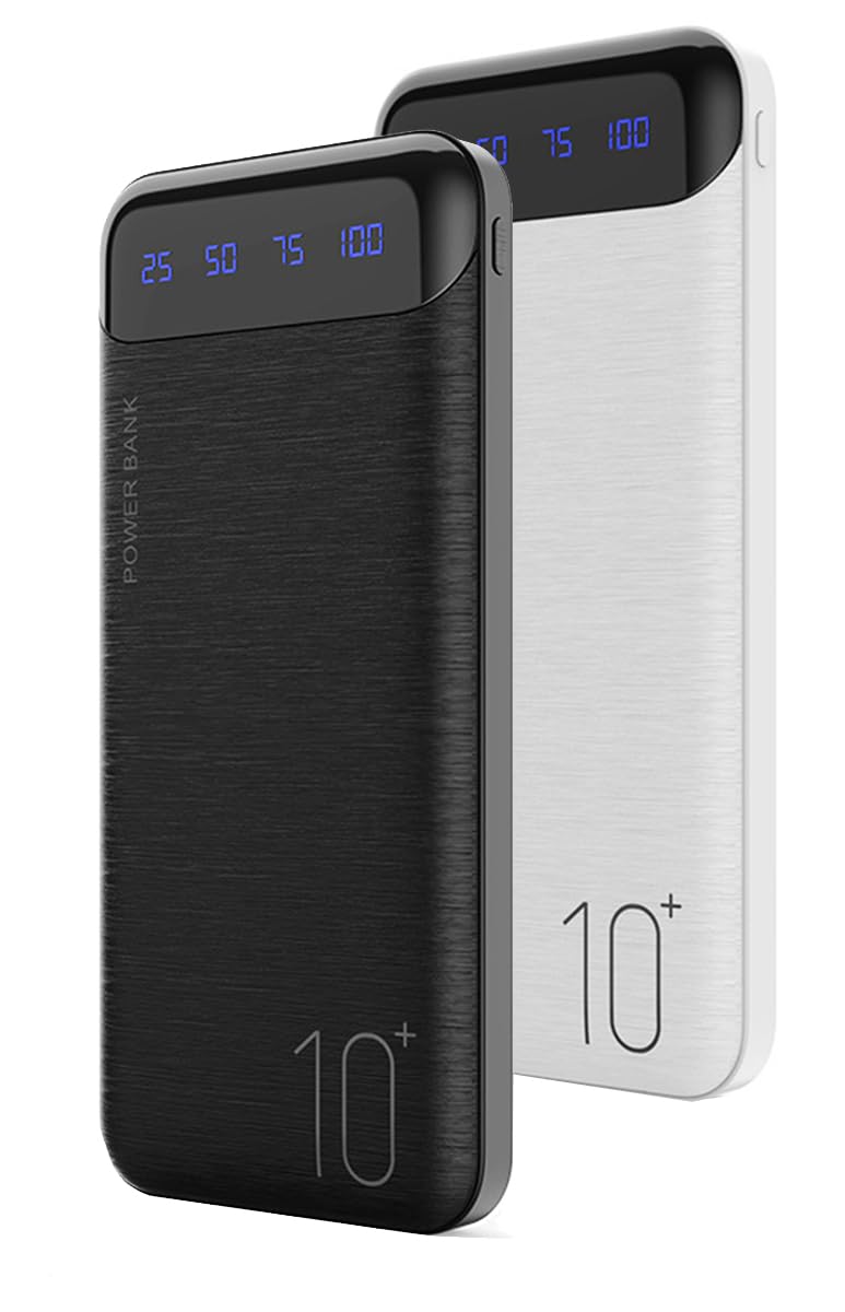 Power Bank 2 Pack 10000Mah Portable Charger Slim External Battery Pack With 2 Usb 2.4A Outputs And Usb C In/Out Compatible With