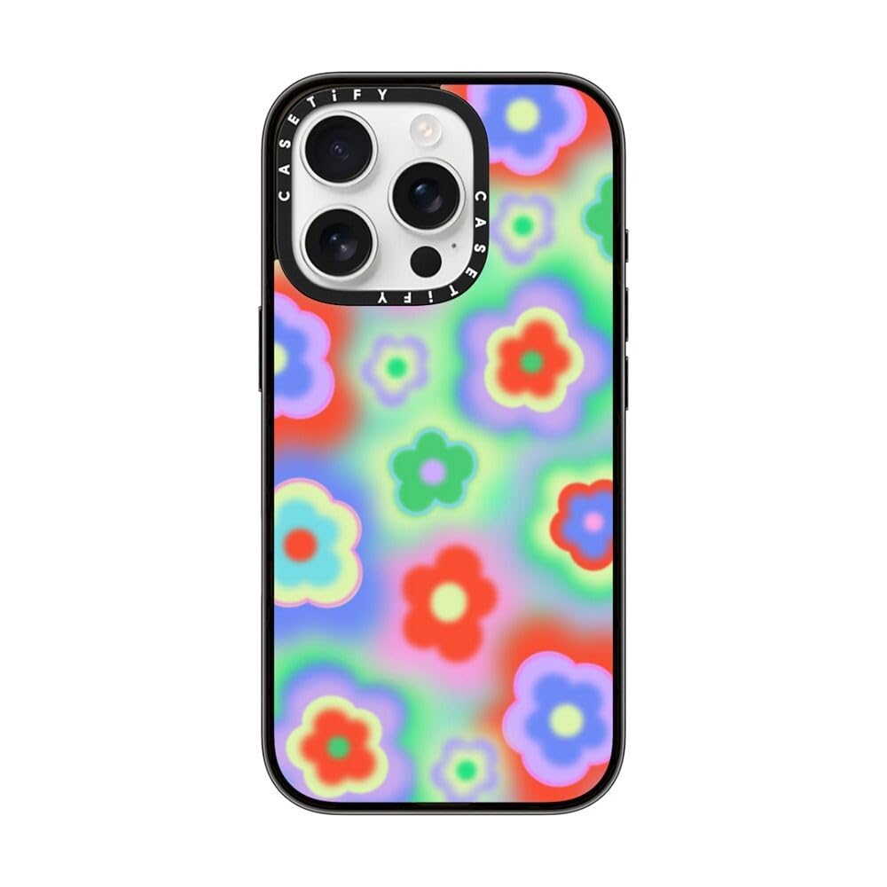 Casetify Compact Case For Iphone 16 Pro [Lightweight / 4 Ft. 2X Military Grade Drop Protection/Slim]   Acid Flowers   Clear Blac