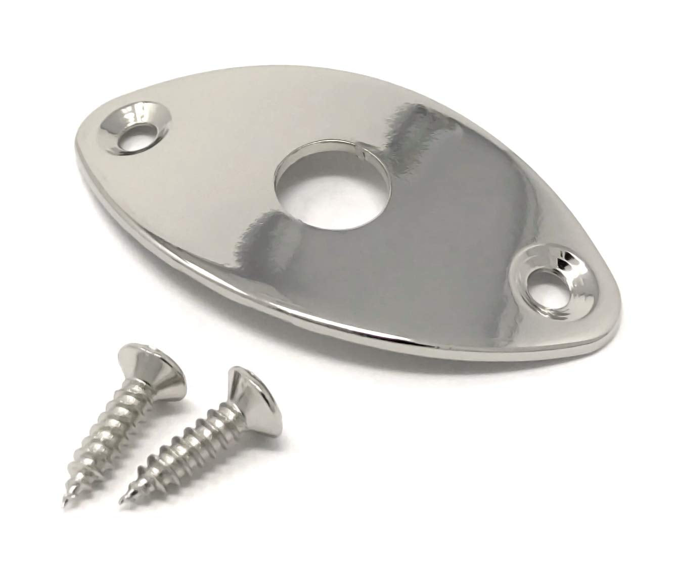 Vintage Forge Nickel Oval Jack Plate For Guitar And Bass With Screws Curved Metal Football Shape Jpf30 Nkl