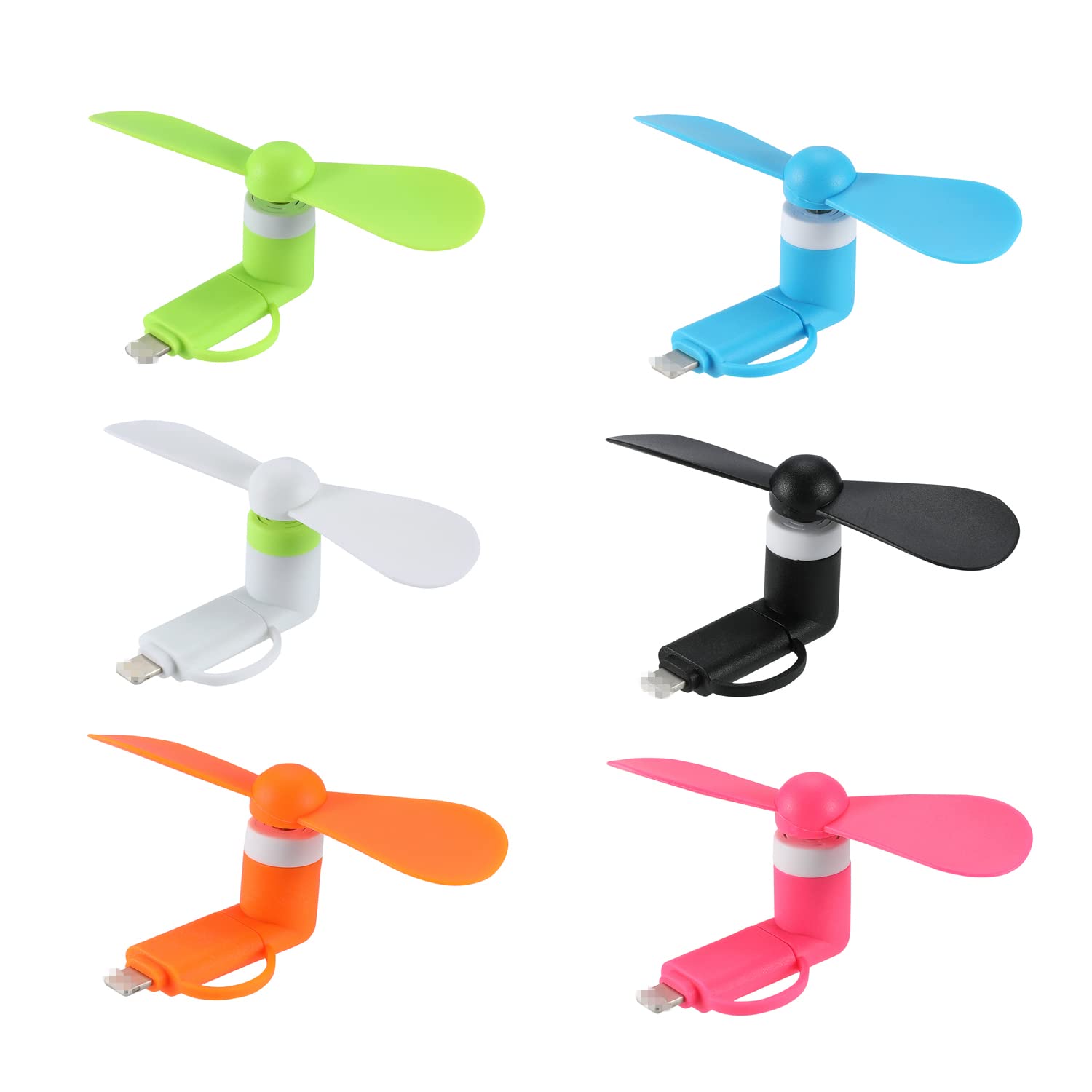 Dntesr Mini Cell Phone Fan 2 In 1 Fan Compatible For Iphone, Ipad, Android Smartphone,Tablet   Colorful And Powerful  Cell Phone