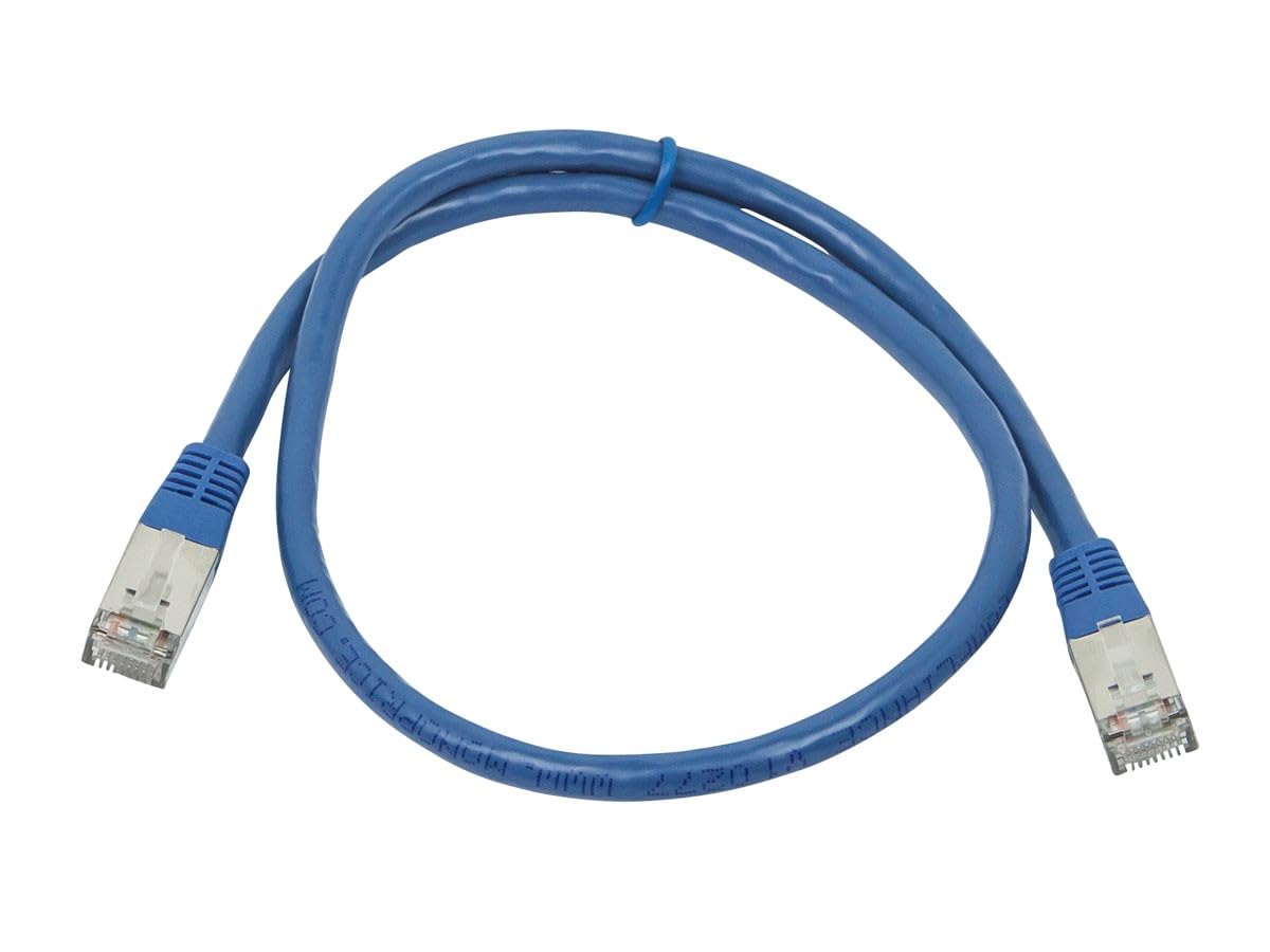Monoprice Cat6A 2Ft Blue Patch Cable Double Shielded (S/Ftp) 26Awg 10G Pure Bare Copper Molded Rj45 Entegrade Series Ethernet Ca